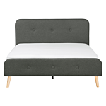 Slatted Bed Frame Dark Grey Polyester Fabric Upholstered Wooden Legs 5ft3 Eu King Size Modern Design Beliani