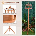 Pawhut Portable Wooden Bird Feeder Station With Stand For Garden, Patio Or Balcony