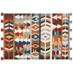 Kilim Area Rug Multicolour Wool And Cotton 160 X 230 Cm Handmade Woven Boho Geometric Pattern With Tassels Beliani