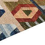 Kilim Area Rug Multicolour Wool And Cotton 160 X 230 Cm Handmade Woven Boho Geometric Pattern With Tassels Beliani