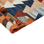 Kilim Area Rug Multicolour Wool And Cotton 160 X 230 Cm Handmade Woven Boho Geometric Pattern With Tassels Beliani