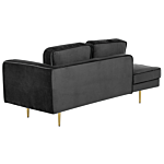 Chaise Lounge Black Velvet Upholstered Right Hand Orientation Metal Legs Bolster Pillow Modern Design Beliani