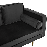 Chaise Lounge Black Velvet Upholstered Right Hand Orientation Metal Legs Bolster Pillow Modern Design Beliani