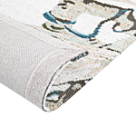 Area Rug Carpet Multicolour Cotton Leaves Flowers Motif 140 X 200 Cm Rustic Boho Beliani