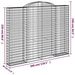 Vidaxl Arched Gabion Baskets 2 Pcs 300x30x220/240 Cm Galvanised Iron