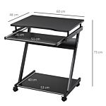 Homcom Movable Compact Small Computer Desk With 4 Moving Wheels Sliding Keyboard Tray Home Office Gaming Study Workstation Black