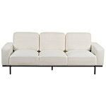 Sofa White Boucle Black Metal Legs 215 X 87 X 72 Cm 3 Seater Classic Couch Settee Living Room Modern Beliani