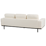 Sofa White Boucle Black Metal Legs 215 X 87 X 72 Cm 3 Seater Classic Couch Settee Living Room Modern Beliani