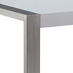 Dining Room Table White With Silver Legs Stainless Steel 6 Seater 180 X 90 X 75 Cm Modern Design Beliani