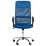 Executive Office Chair Blue Mesh And Faux Leather Gas Lift Height Adjustable Full Swivel And Tilt Beliani