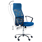 Executive Office Chair Blue Mesh And Faux Leather Gas Lift Height Adjustable Full Swivel And Tilt Beliani