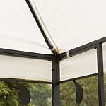 Outsunny 3 X 3m Outdoor Garden Steel Gazebo With 2 Tier Roof, Patio Canopy Marquee Patio Party Tent Canopy Shelter Vented Roof Decorative Frame Cream