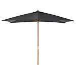 Outsunny Wooden Garden Parasol Umbrella Outdoor Sun Shade Canopy, Dark Grey，2 X 3m