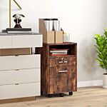 Vinsetto Lockable Filing Cabinet For Home Office, Mobile File Cabinet With Wheels Hanging Bar For A4, Letter Size, Rustic Brown