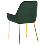 Set Of 2 Dining Chairs Green Velvet Upholstery Gold Legs Retro Glamour Beliani