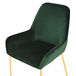 Set Of 2 Dining Chairs Green Velvet Upholstery Gold Legs Retro Glamour Beliani