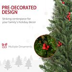 Homcom Pencil Artificial Christmas Tree With Realistic Branches, Red Berries, Auto Open, Green