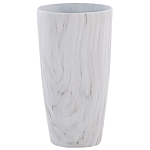 Set Of 2 Outdoor Indoor Plant Pots Marble Effect White Stone Mixture Round 32 Cm Modern Design Beliani