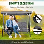 Outsunny Steel Pipe 3-seater Outdoor Garden Recliner Swing Chair Grey