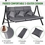 Outsunny Steel Pipe 3-seater Outdoor Garden Recliner Swing Chair Grey