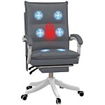 Vinsetto Vibration Massage Office Chair W/ Heat, Faux Leather Computer Chair W/ Footrest, Armrest, Reclining Back, Double-tier Padding, Grey