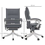 Vinsetto Vibration Massage Office Chair W/ Heat, Faux Leather Computer Chair W/ Footrest, Armrest, Reclining Back, Double-tier Padding, Grey