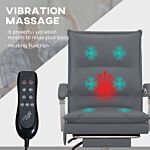 Vinsetto Vibration Massage Office Chair W/ Heat, Faux Leather Computer Chair W/ Footrest, Armrest, Reclining Back, Double-tier Padding, Grey