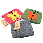 Natural Felt Zipper Pouch (asst) - Big Butterfly