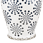 Flower Vase White And Blue Stoneware Waterproof Distressed Look Dot Pattern Retro Design Beliani