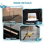 Pawhut Metal Bird Cage With Plastic Swing Perch Food Container Tray Handle For Finch Canary Budgie 50.5 X 40 X 63cm Black