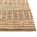 Runner Rug Beige Jute 80 X 300 Cm Striped Pattern Hand Woven Boho Hallway Bedroom Beliani