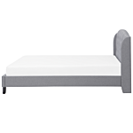 Slatted Bed Frame Grey Polyester Fabric Upholstered Tufted Headrest 6ft Eu Super King Size Modern Design Beliani