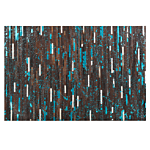 Area Rug Brown And Blue Cowhide Leather 160 X 230 Cm Patchwork Striped Surface Beliani