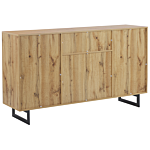 Sideboard Light Wood Particle Board 2 Door Cabinet With 2 Drawers Metal Legs Rustic Beliani