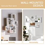 Homcom Floating Shelves, Wall Mounted Interlocking Cube Shelves, Display Wall Shelf For Living Room, Bedroom, Hallways, White