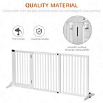 Pawhut Adjustable Wooden Pet Gate Freestanding Dog Barrier Fence Doorway 3 Panels Safety Gate W/ Lockable Door White 71h X 113-166w Cm