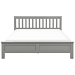 Bed Frame Grey Pine Wood King Size 5ft3 Slatted Base Scandinavian Traditional Style Bedroom Beliani