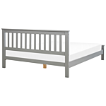 Bed Frame Grey Pine Wood King Size 5ft3 Slatted Base Scandinavian Traditional Style Bedroom Beliani