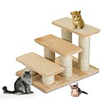 Pawhut 3-step Pet Steps, Pet Climber Ladder With Plush Surface, Portable Cat Dog Little Older Animal Easy Climb Stairs Assistance Cream