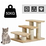 Pawhut 3-step Pet Steps, Pet Climber Ladder With Plush Surface, Portable Cat Dog Little Older Animal Easy Climb Stairs Assistance Cream