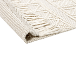 Area Rug Beige Wool 160 X 230 Cm With Tassels Hand Woven Living Room Bedroom Boho Modern Beliani