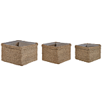 Set Of 3 Plant Pots Natural Seagrass 23 X 34/ 27 X 36/ 30 X 45 Cm Home Accessory Planter Boho Style Beliani