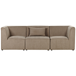 Modular 3 Seater Sofa Taupe Corduroy Sectional Two Piece Sofa Modern Jumbo Cord Minimalistic Style Beliani