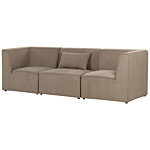 Modular 3 Seater Sofa Taupe Corduroy Sectional Two Piece Sofa Modern Jumbo Cord Minimalistic Style Beliani