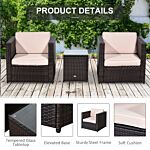 Outsunny Rattan Garden Furniture 2 Seater Sofa Furniture Set W/cushions, Steel Frame-brown