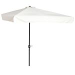 Outsunny 2.3m Half Parasol Semi Round Umbrella Patio Metal Frame Crank Handle For Balcony-- No Base Included, Cream White