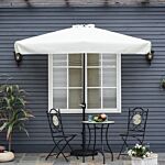 Outsunny 2.3m Half Parasol Semi Round Umbrella Patio Metal Frame Crank Handle For Balcony-- No Base Included, Cream White