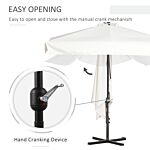 Outsunny 2.3m Half Parasol Semi Round Umbrella Patio Metal Frame Crank Handle For Balcony-- No Base Included, Cream White