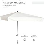 Outsunny 2.3m Half Parasol Semi Round Umbrella Patio Metal Frame Crank Handle For Balcony-- No Base Included, Cream White