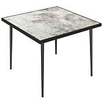 Outsunny Square Garden Table, Outdoor Dining Table For 4 With Marble Effect Tempered Glass Top And Steel Frame For Patio, Grey